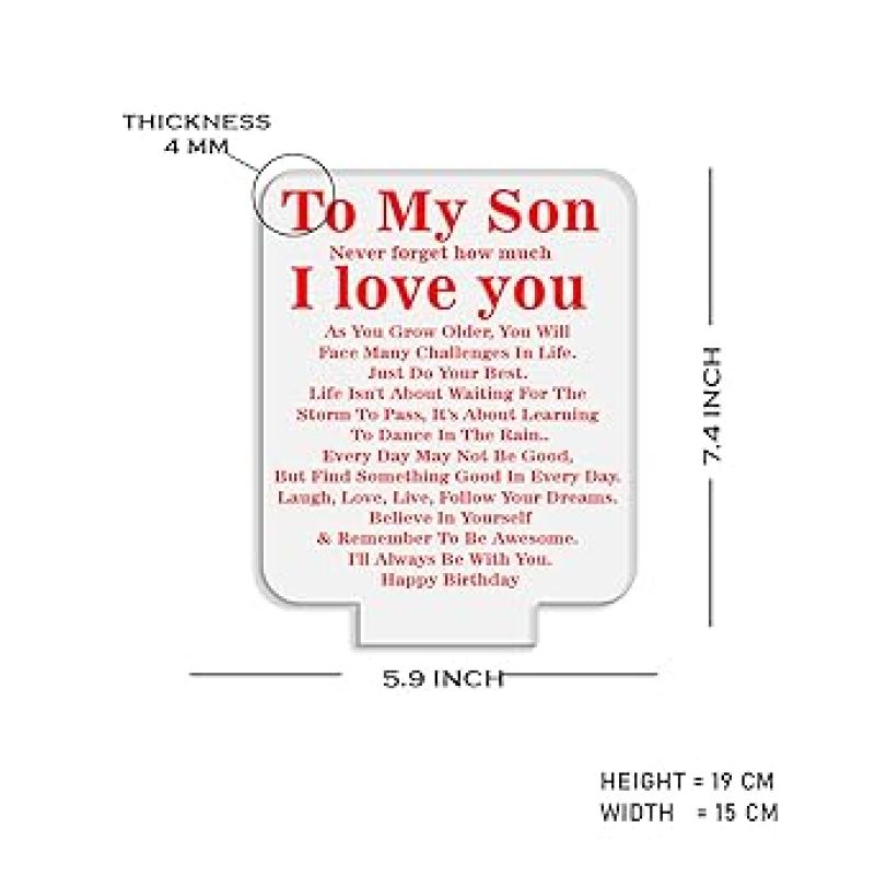 Engraved to My Son Night Lamp with 7 Color Changing Light  Birthday Gift for Son  Memorable Gift for Son